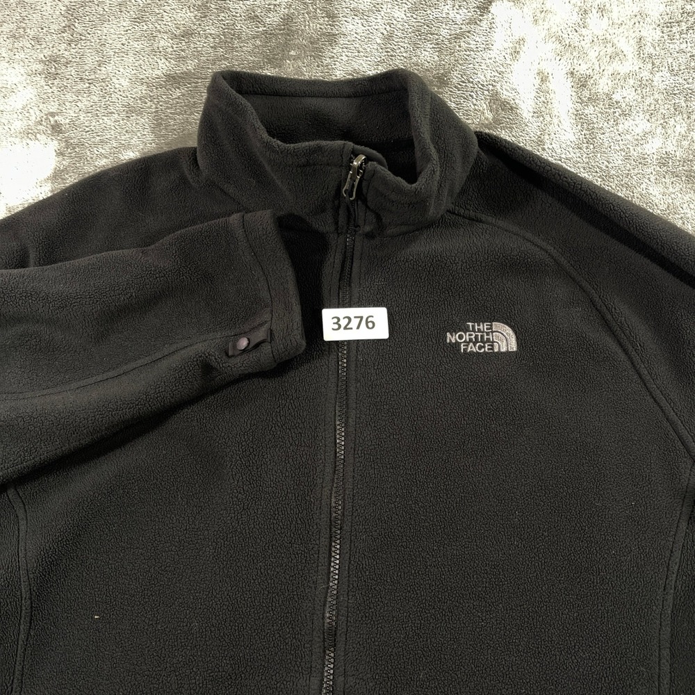 The North Face Fleece Jacket Mens XL Black Full Zip Outdoor Mock Neck Raglan‎